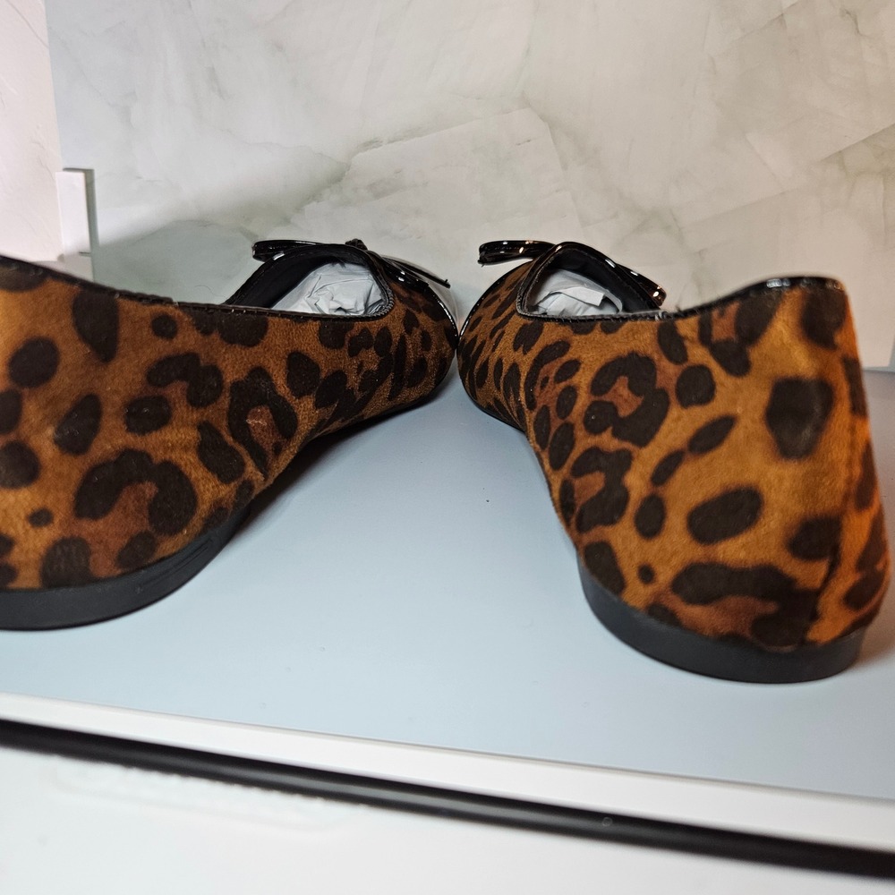 Samilor Leopard Print Ballet Flats Black Cap Toe Bow Accent Size 8 - Picture 5 of 6